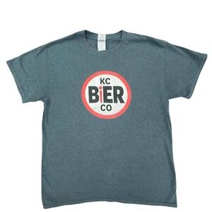KC Bier Co T Shirt We Put The Back In Beer Graphic Tee Mens Large Gray